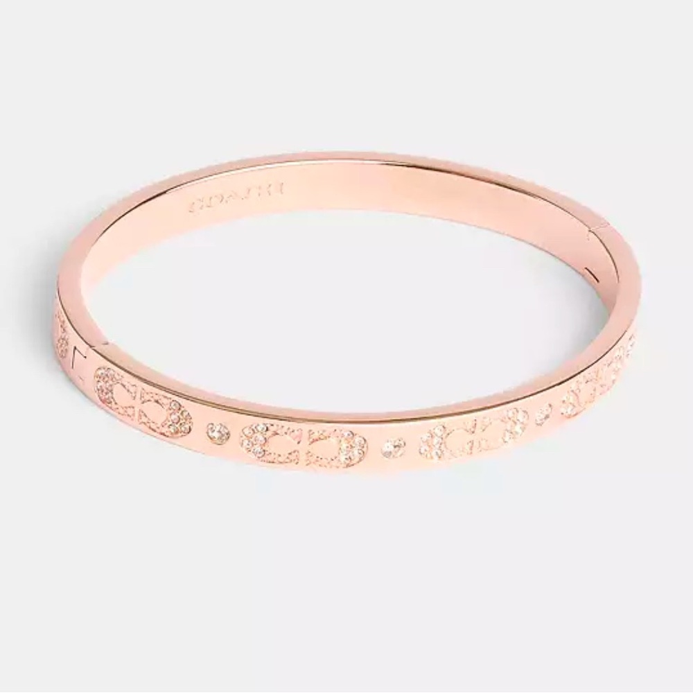 Coach Signature Pavé Hinged Bangle,NWT!